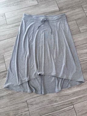 Athleta Light Gray High-Low Midi Drawstring Skirt Size XL